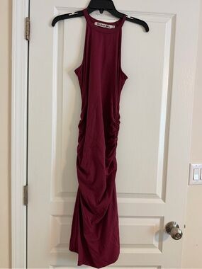 Michael Stars Women's Burgundy Ruched Halter Maxi Dress, size M